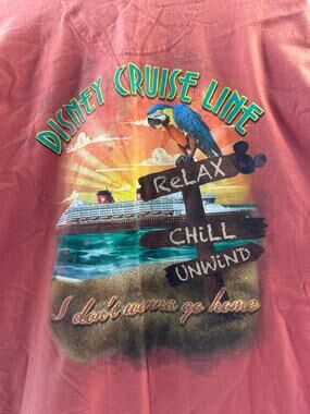 Disney Cruise Line Parrot T shirt Disney Men’s 3XL Salmon